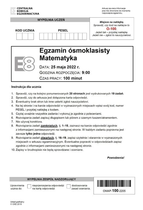 Egzamin ósmoklasisty 2022 z matematyki Tu sprawdzisz arkusz CKE i