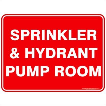 Sprinkler Hydrant Pump Room Buy Now Discount Safety Signs Australia