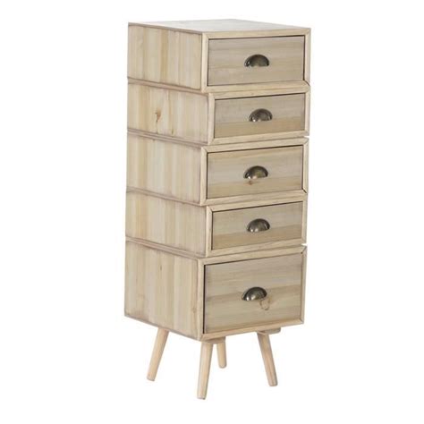 Chiffonnier Meuble De Rangement En Bois Mdf Coloris Naturel Longueur