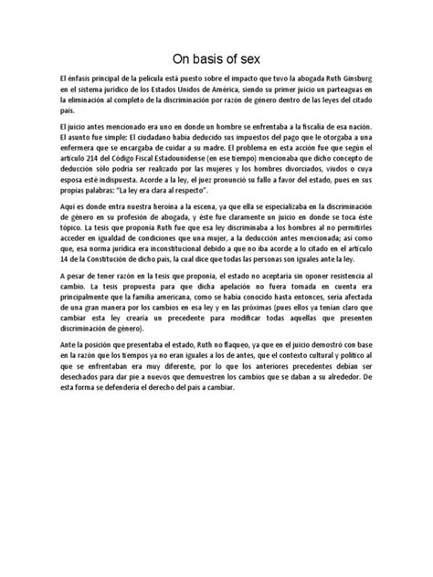 On Basis Of Sex Argumentacion Jurídica Pdf