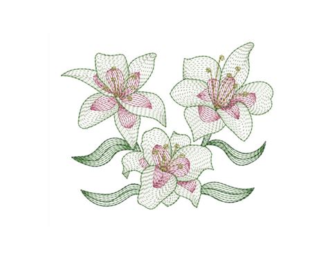 Rippled Lilies Machine Embroidery Design 2 Sizes Etsy