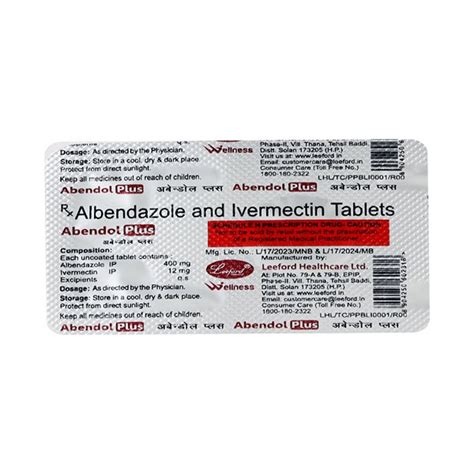 Albendol Plus Albendazole And Ivermectin Tablets Packaging Type Box 1 Tablet At Rs 24 Stripe