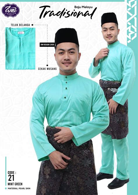 Baju Melayu Tradisional Army Green Wni Fashion