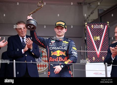 Monaco 29 Mai 2022 Max Verstappen Von Red Bull Racing Feiert Auf