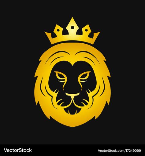 Head Of A Gold Fierce Crowned Lion Logo Royalty Free Vector