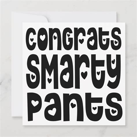 Congrats Smarty Pants Text Hearts Grad Exam Zazzle