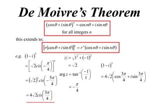 X T De Moivres Theorem Ppt