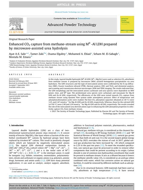 Pdf Enhanced Co Capture From Methane Stream Using Mii Al Ldh