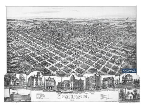 Beautifully restored map of Denison, Texas from 1891 - KNOWOL