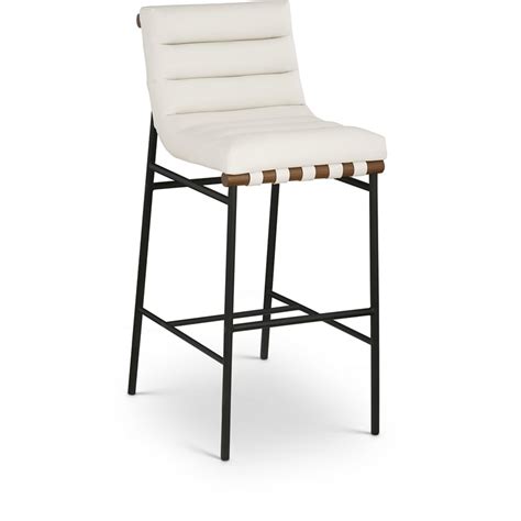 Meridian Furniture Burke Cream Vegan Leather Bar Stool