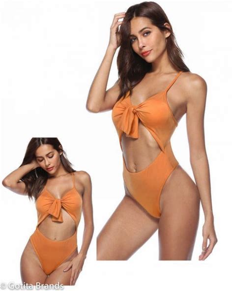 Sexy Swimsuit High Waist One Piece Swimsuit Orange Bikini Gotita Brands