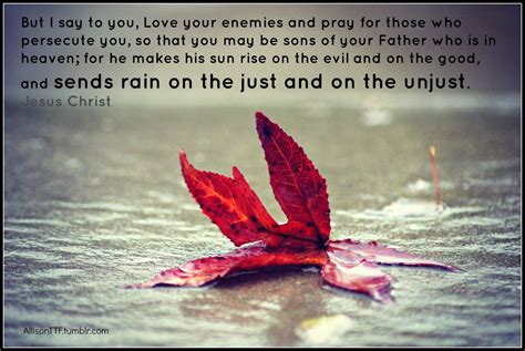 And He Sends Rain On The Just And On The Unjust Love Your Enemies Say