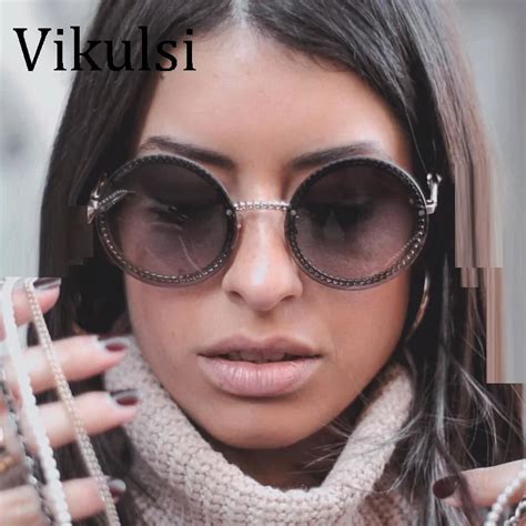 Luxury Oversized Round Sunglasses Women Uv400 Retro Brand Designer