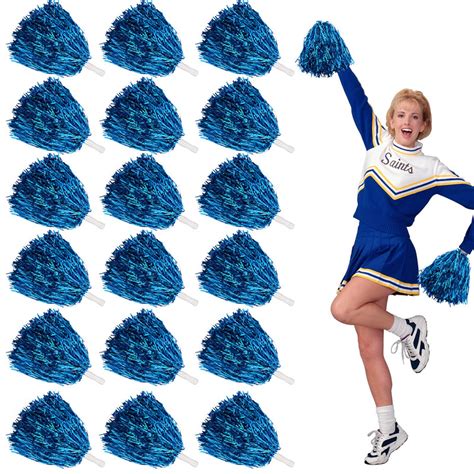 18 Pack Blue Pom Poms Cheerleading with Plastic Handles, for ...