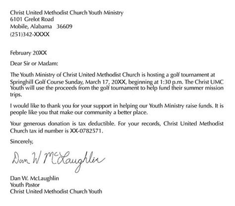 Golf Tournament Sponsorship Letter