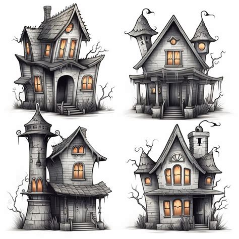 Premium Photo | 3d Halloween Haunted House collection scary halloween house bundle set