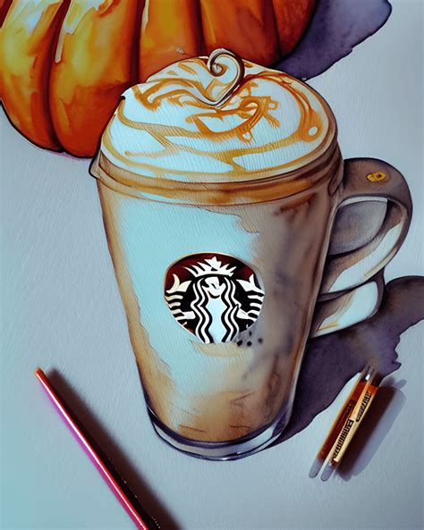 Pumpkin Spice Latte Watercolor Painting · Creative Fabrica