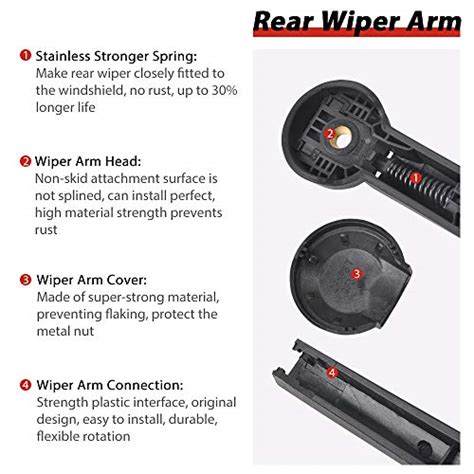 Rear Windshield Back Wiper Arm Blade Set Replacement For Jeep Grand