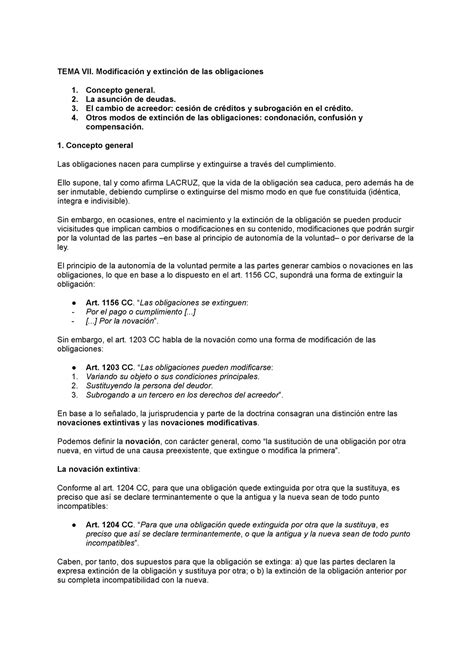 TEMA 7 Oyc Apuntes Para El Examen De Obligaciones Y Contratos