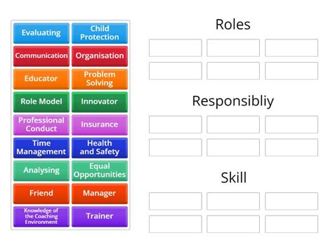 roles responsibilities  skill starterplenary group sort