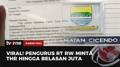 Heboh Pengurus Rt Rw Minta Thr Rp Juta Akip Tvone Youtube