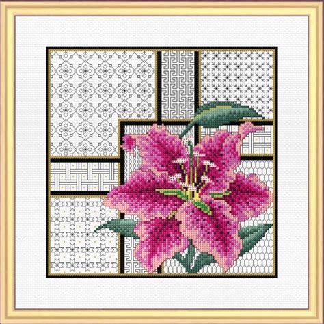 Daylily And Blackwork An Exclusive NCH Cross Stitch Kit And Chart