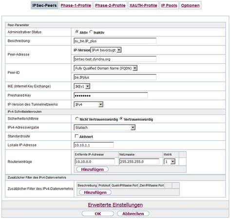 Konfiguration Eines IPSec Tunnel Zwischen Be IP Plus Und RS353jv