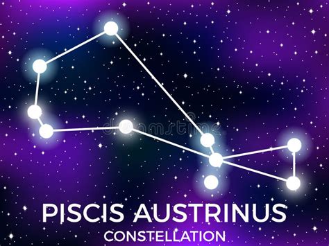 Piscis Austrinus Constellation Starry Night Sky Zodiac Sign Cluster