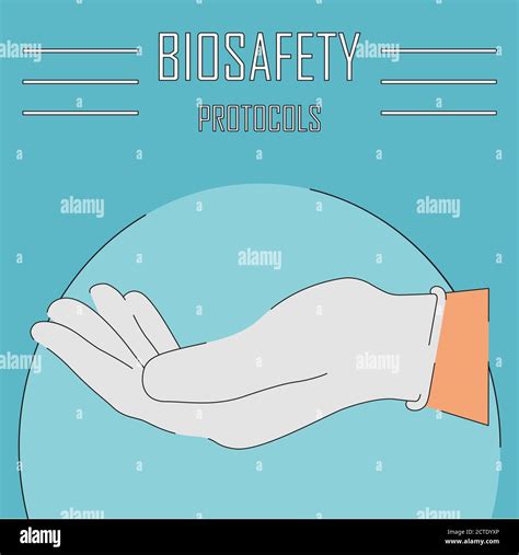 Biosafety Protocols Poster Wear Disposable Gloves Vector Stock