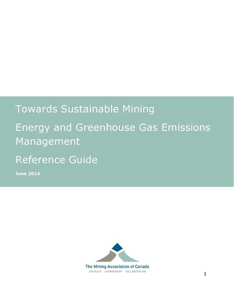 Energy And GHG Emissions Management Reference Guide The Mining