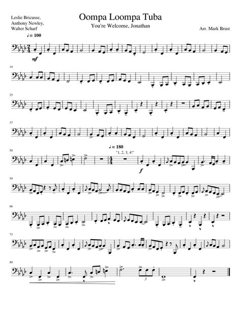 Oompa Loompa Song Sheet Music For Tuba Download Free In Pdf Or Midi