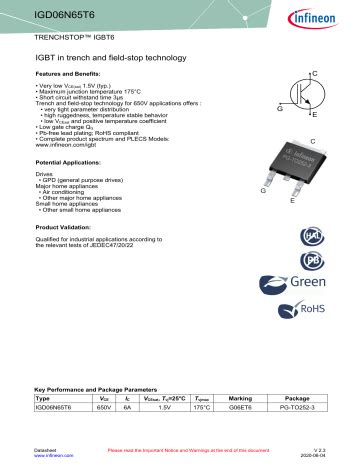 Infineon Igd N T Igbt Discrete Data Sheet Manualzz