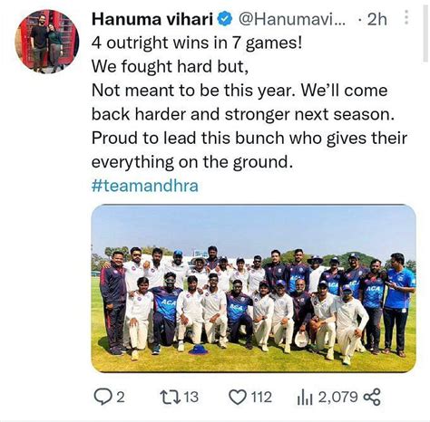 Not Meant To Be This Year Hanuma Vihari Deletes Disappointing Tweet