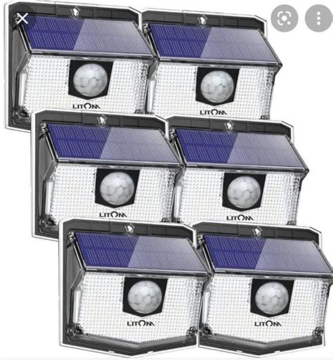 6 Pack Solar Powered Motion Sensor Lights LITOM 60 LEDs IP67