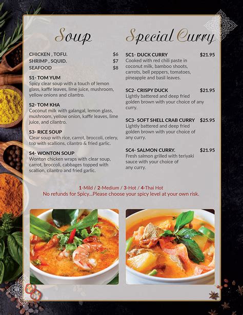 Ahan Thai Kitchen Fernandina Dinner Menu