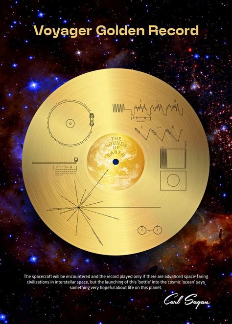 nasa voyager  golden record  carl sagan quote space poster