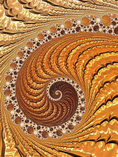 Fractal Spiral Golden And Luxe Horizontal Art Print By Matthias Hauser