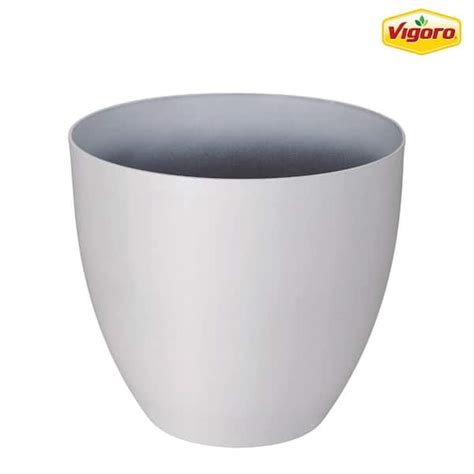 Vigoro In Cersei Large Bright White Resin Planter In D X