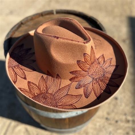 Custom Burnt Sunflower Hat Custom Cowboy Hats Cowgirl Hats Sunflower