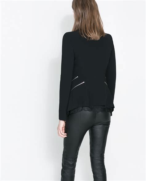 Zara Blazer With Zips In Black Lyst