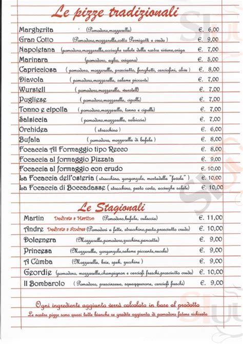 Menù OSTERIA DEGLI ARTISTI Genova specialità e piatti del Menù