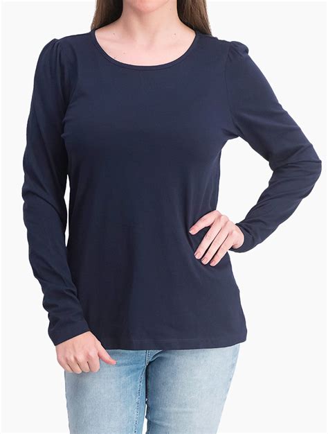 Myrunway Shop Tchibo Navy Blue Plain Long Sleeve Top For Women From