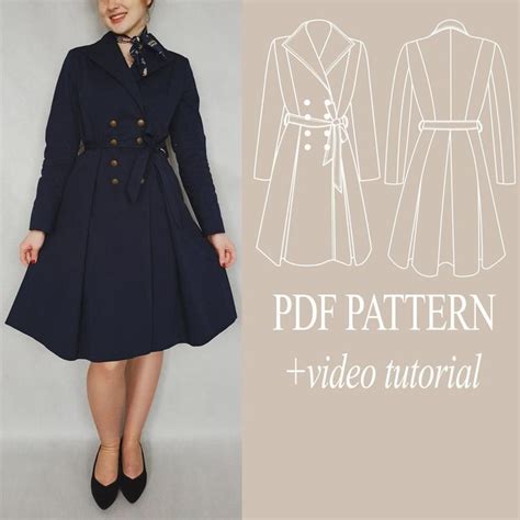 Pdf Coat Pattern Woman Trench Coat Sewing Pattern Wool Coat Pattern