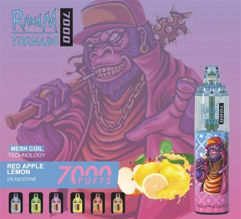 Randm Tornado Disposable Vape 7000 Puffs Red Apple Lemon