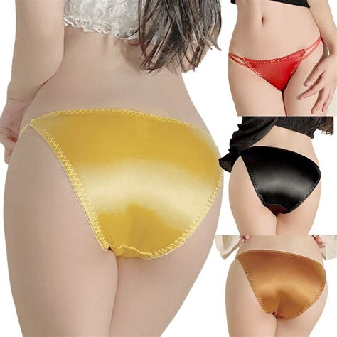 Pack Lot Sexy Womens Satin Knickers Lingerie High Cut String Bikinis