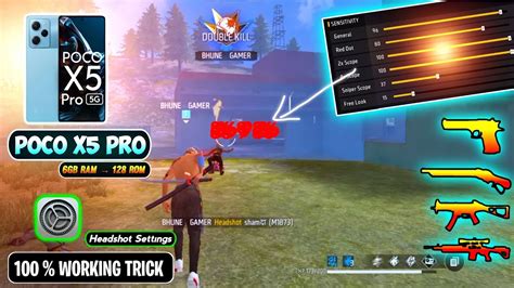 Free Fire Headshot Setting 2024 Poco X5 Pro 6GB RAM