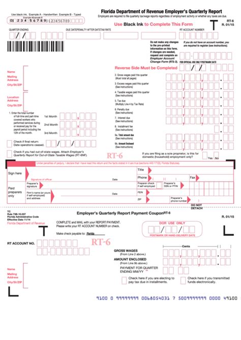 Form Rt 6 Florida Department Of Revenue Employers Quarterly Report 2015 Printable Pdf Download