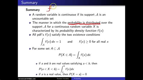 Continuous Random Variables Summary Youtube