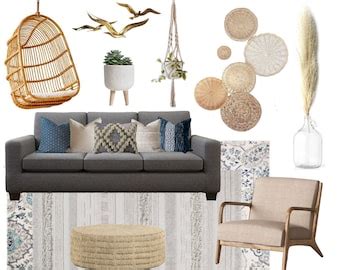 Moodboard Farmhouse Living Room Online Interior Design Etsy