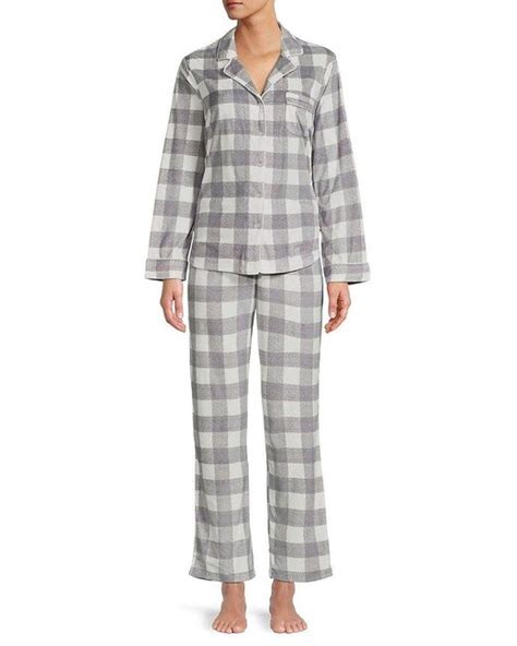 Carole Hochman 2 Piece Plaid Pajama Set In Gray Lyst